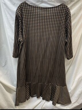 Seranoma Women’s Black and Tan Houndstooth Ruffle-Hem Dress 3x
